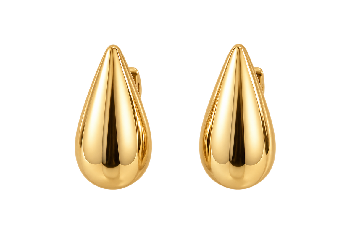 Golden tear earrings